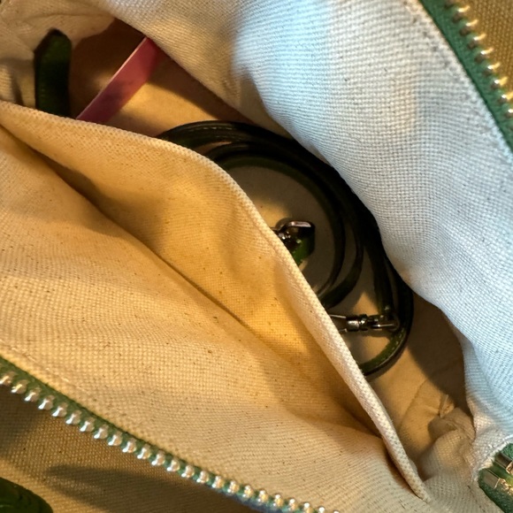 KATE SPADE Knott Palm Canvas Medium Crossbody Tote Tropical Green Leather NWT - Picture 10 of 11